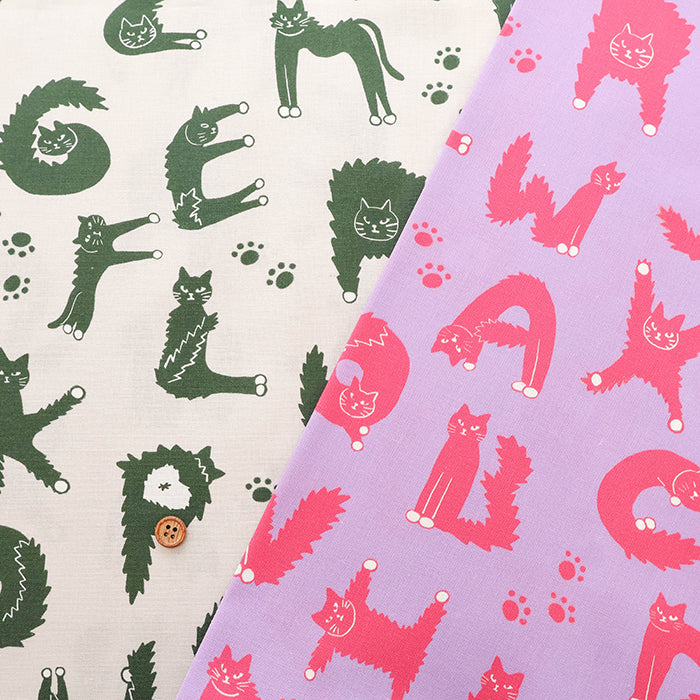 Cotton Muslin Inkjet-printed Fabric - nora. Neko Moji - nomura tailor
