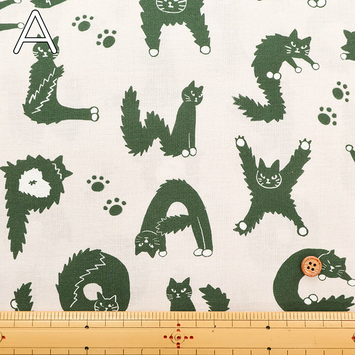 Cotton Muslin Inkjet-printed Fabric - nora. Neko Moji - nomura tailor