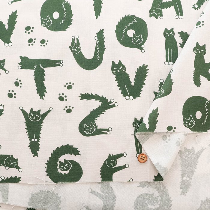 Cotton Muslin Inkjet-printed Fabric - nora. Neko Moji - nomura tailor