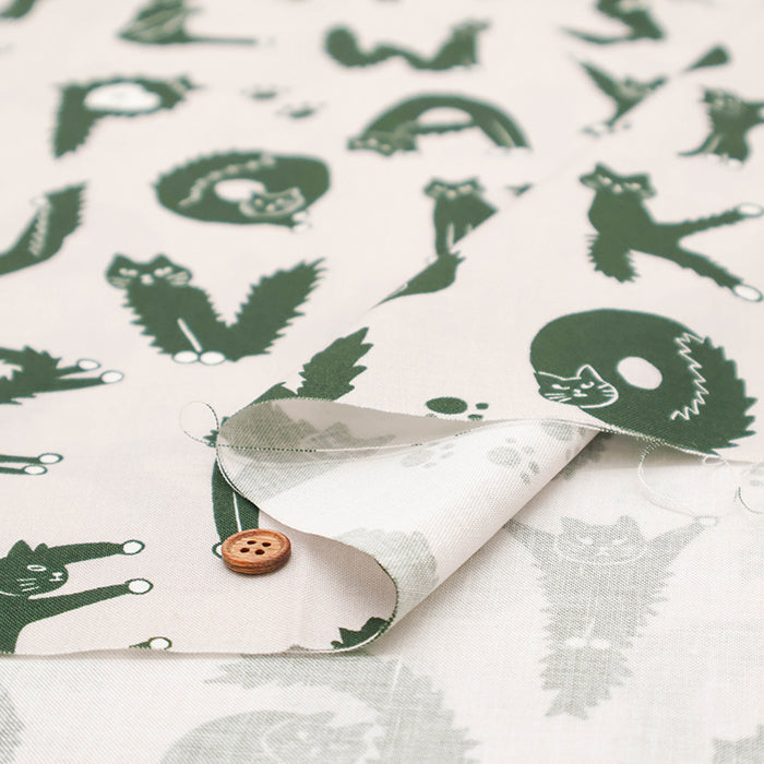 Cotton Muslin Inkjet-printed Fabric - nora. Neko Moji - nomura tailor