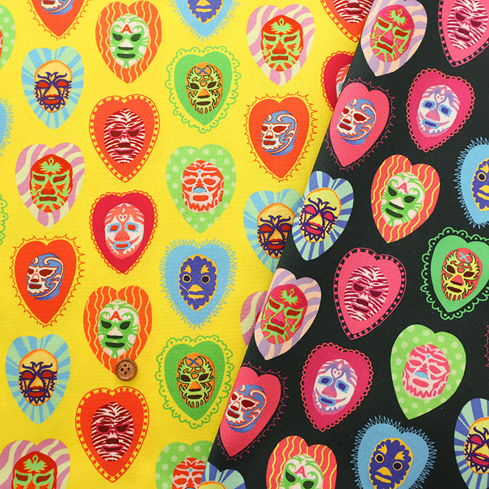 Cotton Muslin Printed Fabric nora - Lucha Mask - nomura tailor