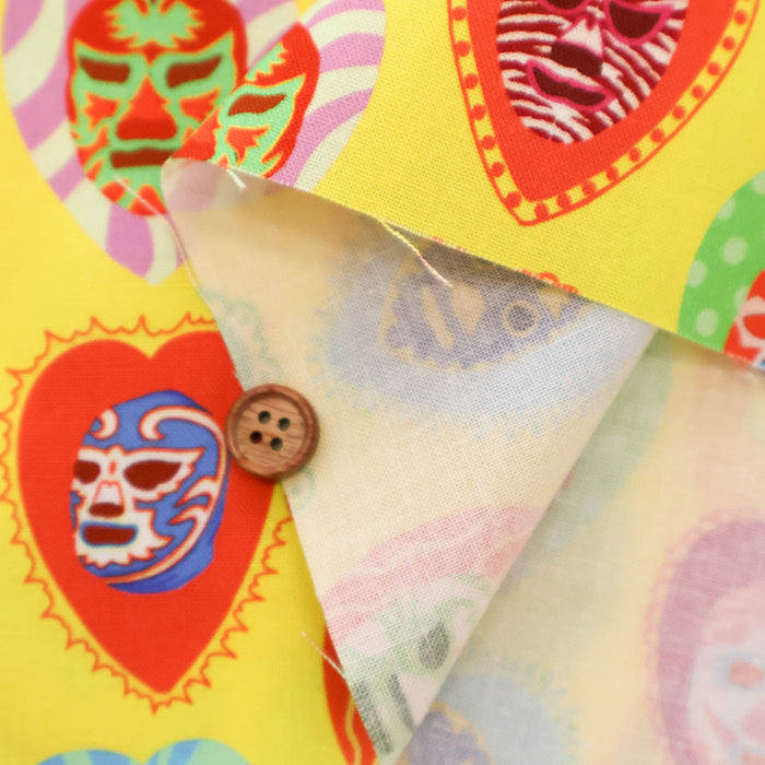 Cotton Muslin Printed Fabric nora - Lucha Mask - nomura tailor