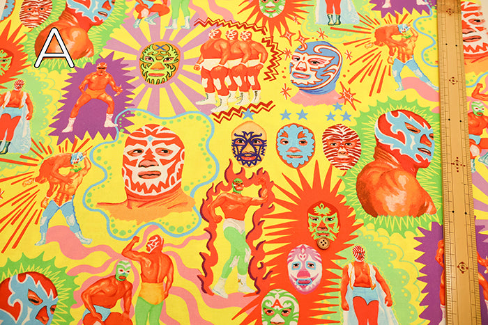 Cotton Muslin Printed Fabric nora - Lucha Libre - nomura tailor