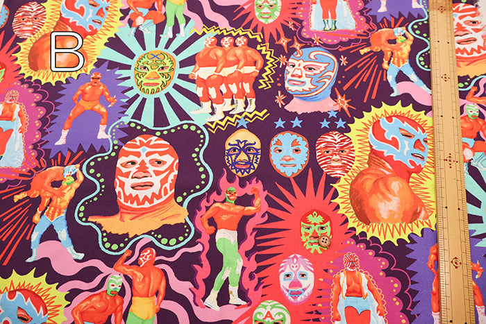 Cotton Muslin Printed Fabric nora - Lucha Libre - nomura tailor
