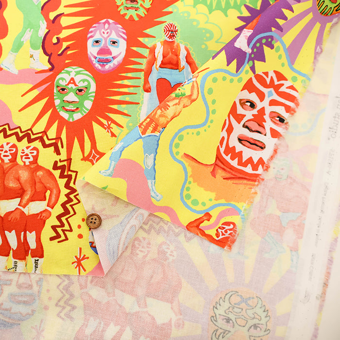 Cotton Muslin Printed Fabric nora - Lucha Libre - nomura tailor