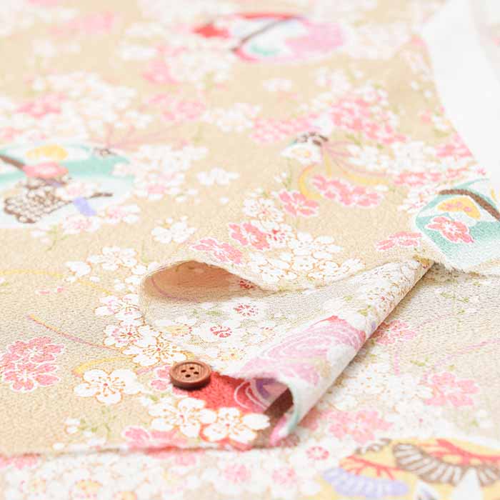 Polyester Nikkoshi Chirimen Printed Fabric - Bell Pattern - nomura tailor