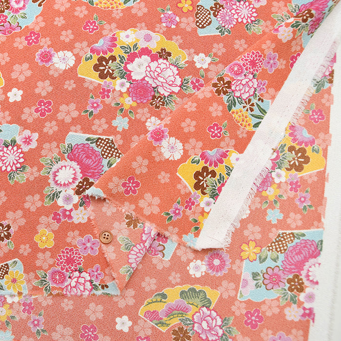 Polyester Nikkoshi Chirimen Printed Fabric - Folding Fan - nomura tailor