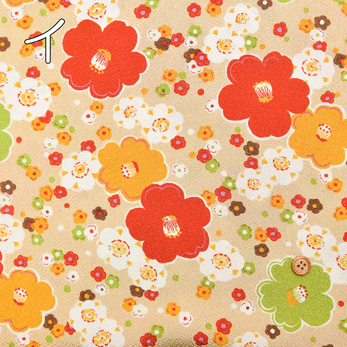 Polyester Nikkoshi Chirimen Printed Fabric - Camellia - nomura tailor