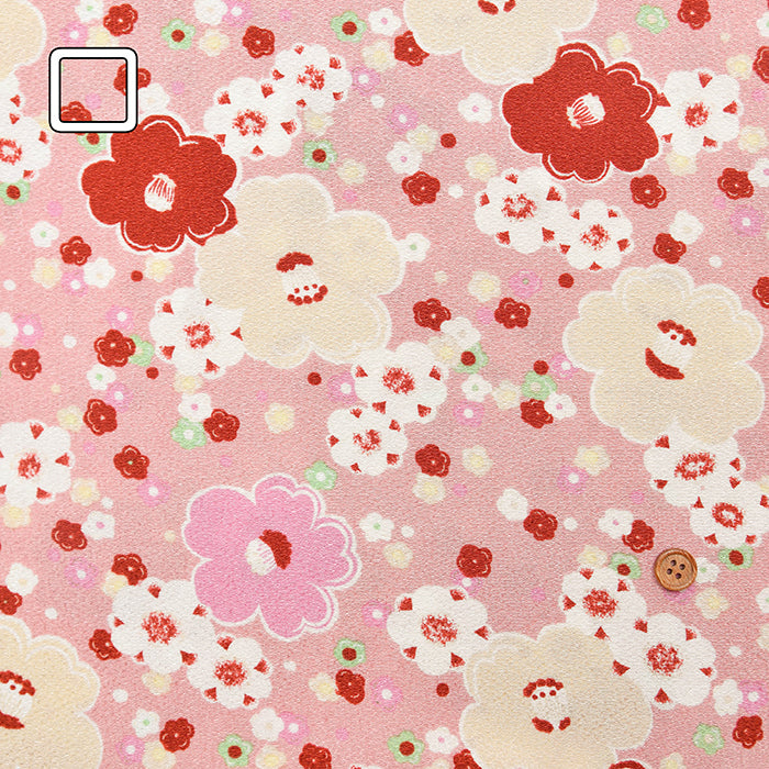 Polyester Nikkoshi Chirimen Printed Fabric - Camellia - nomura tailor