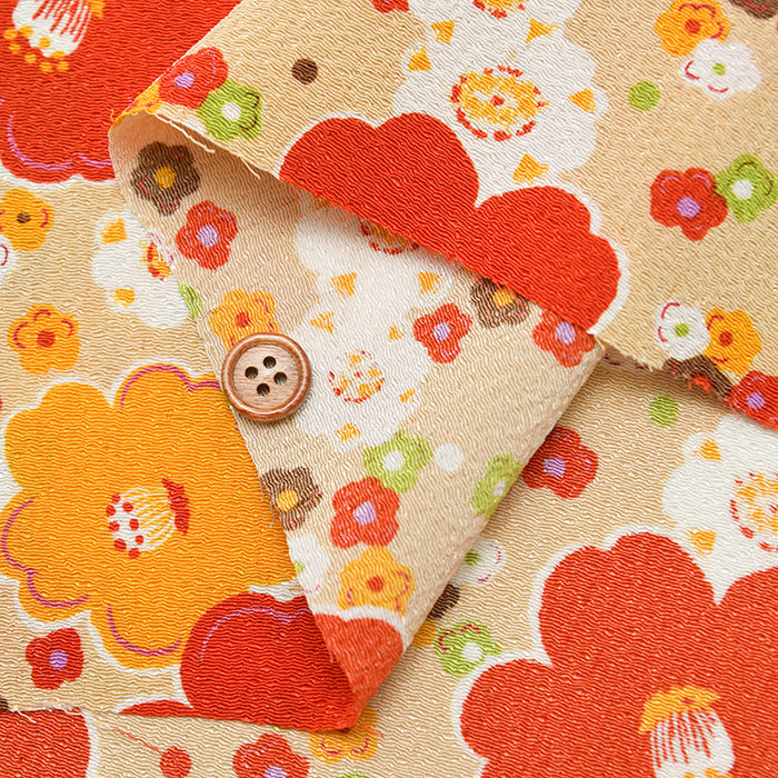 Polyester Nikkoshi Chirimen Printed Fabric - Camellia - nomura tailor