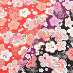 Polyester Nishikoshi Chirimen Printed Fabric - Ume (Plum) - nomura tailor