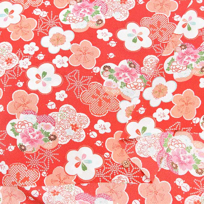 Polyester Nishikoshi Chirimen Printed Fabric - Ume (Plum) - nomura tailor
