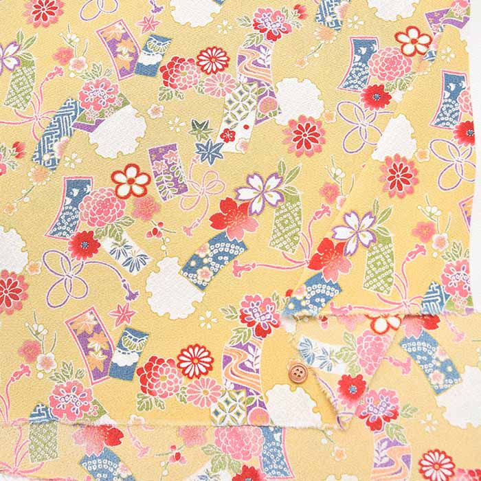 Polyester Nishikoshi Chirimen Printed Fabric - Tanzaku Pattern - nomura tailor
