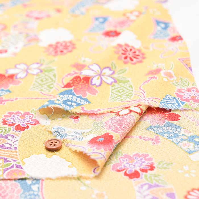 Polyester Nishikoshi Chirimen Printed Fabric - Tanzaku Pattern - nomura tailor