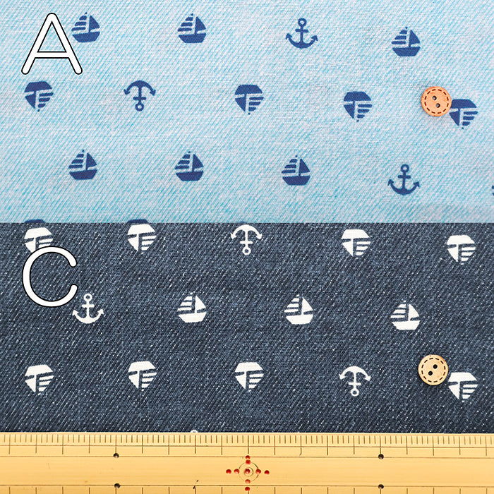 Cotton Double Gauze Print Fabric - Yacht - nomura tailor