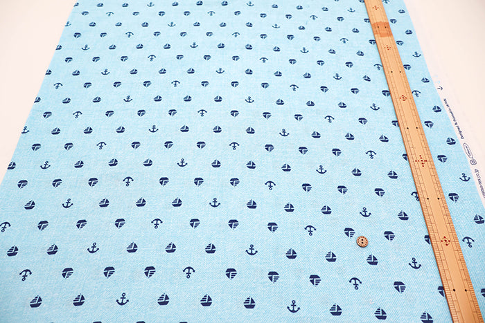Cotton Double Gauze Print Fabric - Yacht - nomura tailor