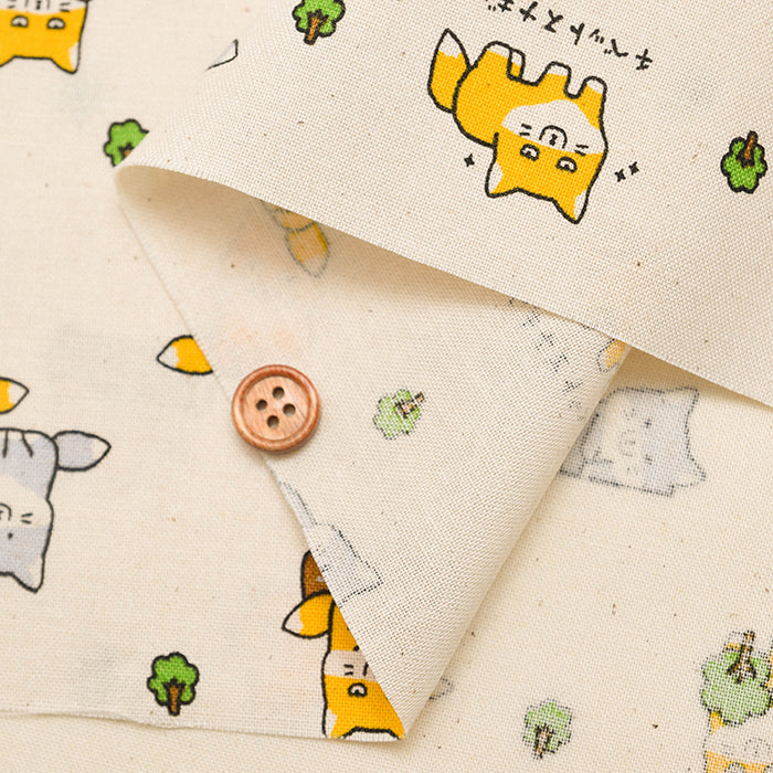 Cotton Muslin Print Fabric - Tibetan Fox - nomura tailor