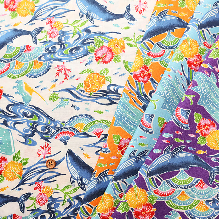 Cotton Broadcloth Fabric - Bingata Style - nomura tailor