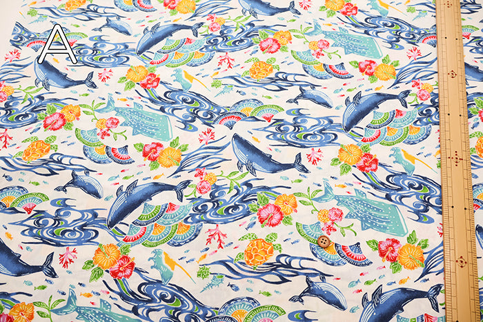 Cotton Broadcloth Fabric - Bingata Style - nomura tailor
