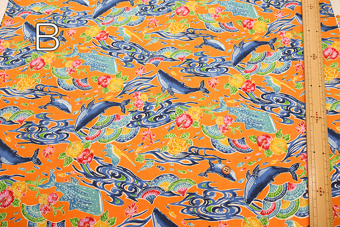 Cotton Broadcloth Fabric - Bingata Style - nomura tailor