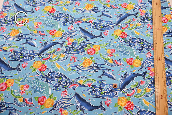 Cotton Broadcloth Fabric - Bingata Style - nomura tailor