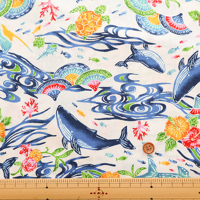 Cotton Broadcloth Fabric - Bingata Style - nomura tailor