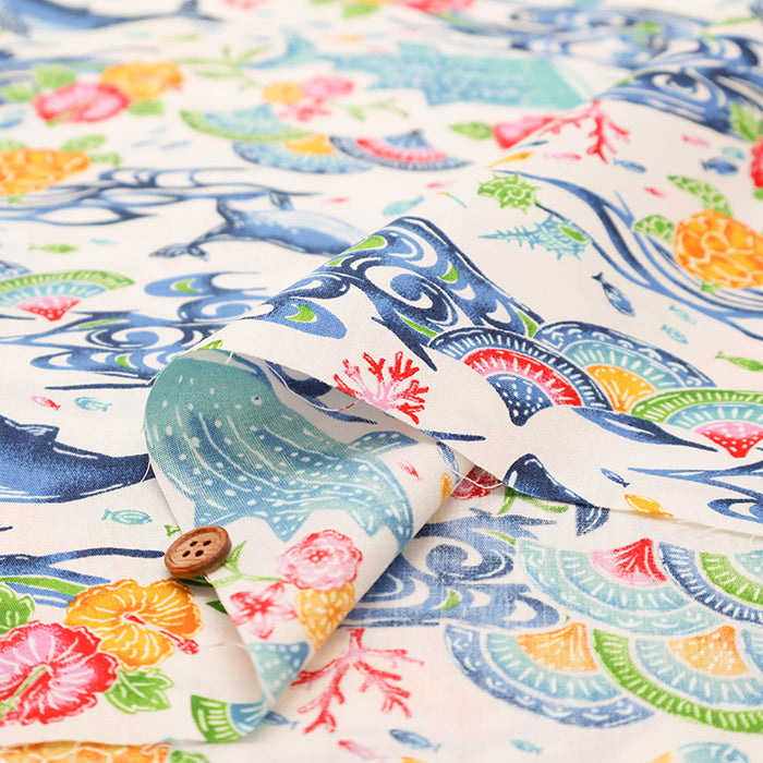Cotton Broadcloth Fabric - Bingata Style - nomura tailor
