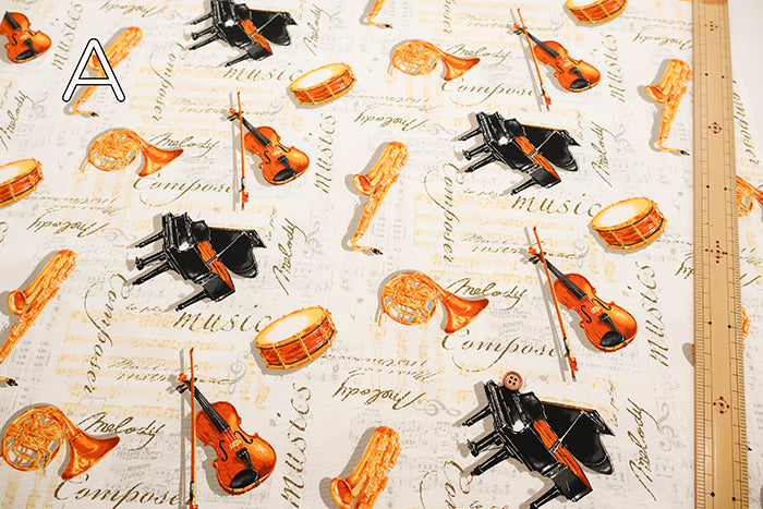 Cotton Oxford Fabric - Musical Instruments - nomura tailor