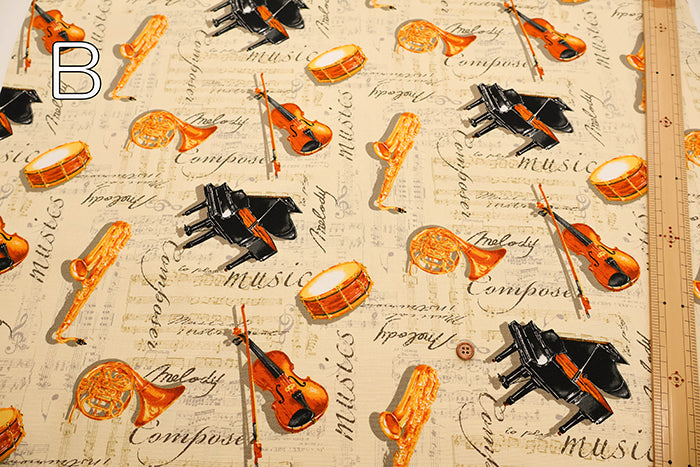 Cotton Oxford Fabric - Musical Instruments - nomura tailor