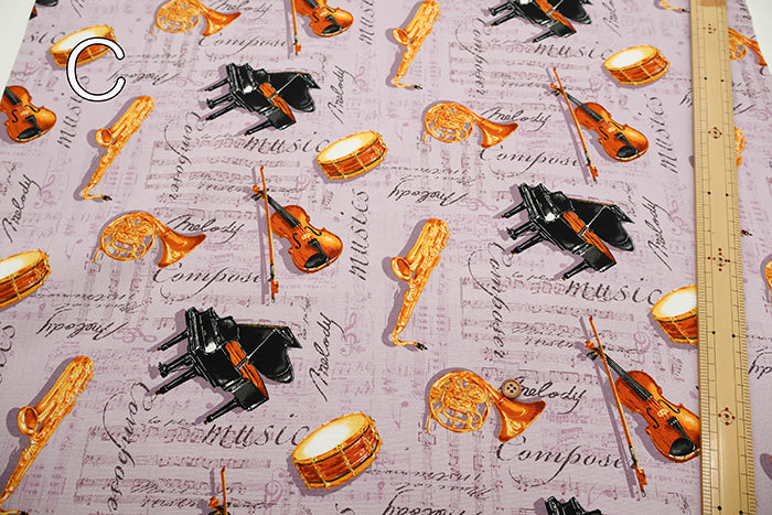 Cotton Oxford Fabric - Musical Instruments - nomura tailor