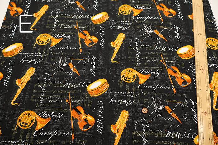 Cotton Oxford Fabric - Musical Instruments - nomura tailor
