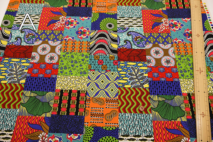 Cotton Muslin printed Fabric  - African Patchwork - nomura tailor