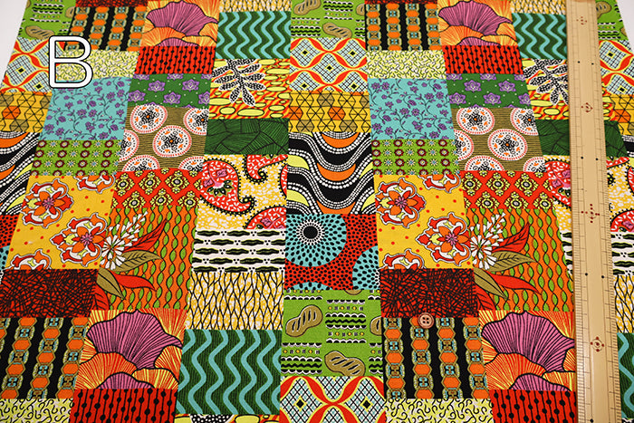 Cotton Muslin printed Fabric  - African Patchwork - nomura tailor