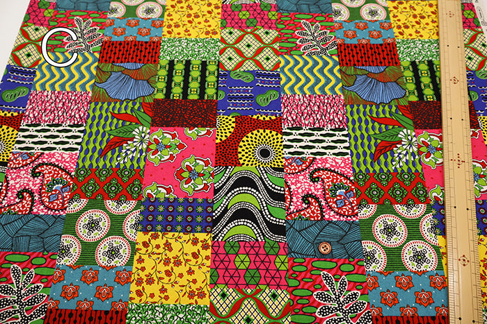 Cotton Muslin printed Fabric  - African Patchwork - nomura tailor