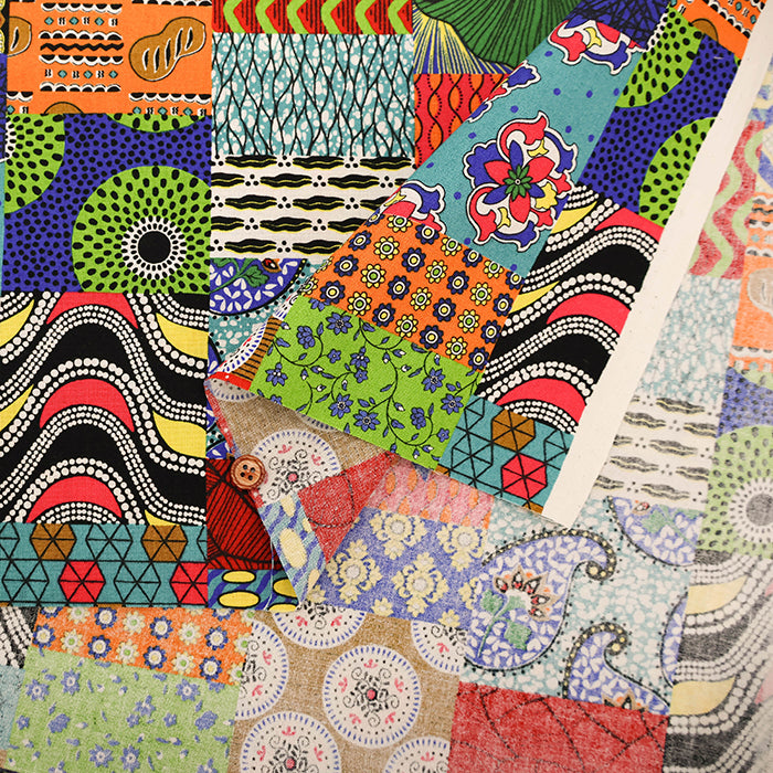 Cotton Muslin printed Fabric  - African Patchwork - nomura tailor
