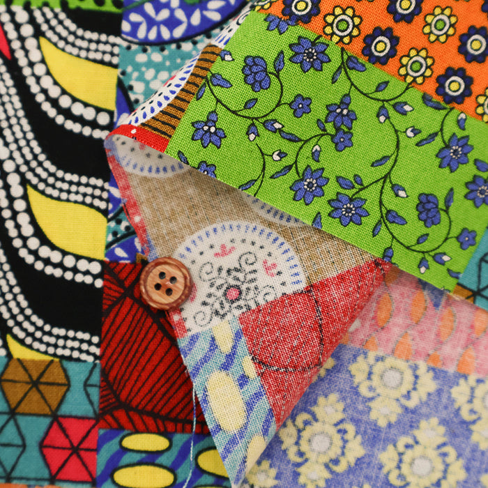 Cotton Muslin printed Fabric  - African Patchwork - nomura tailor