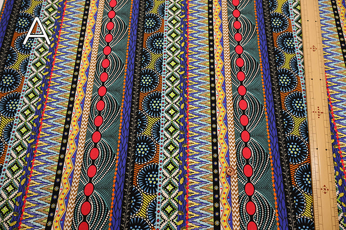 Cotton Muslin printed Fabric  - African Stripes - nomura tailor
