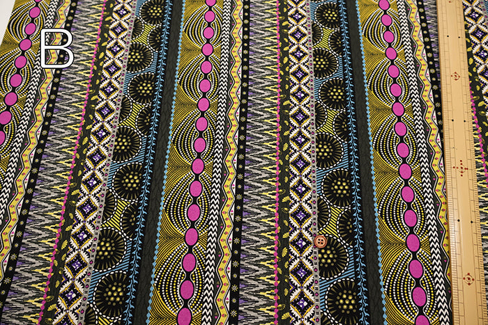 Cotton Muslin printed Fabric  - African Stripes - nomura tailor