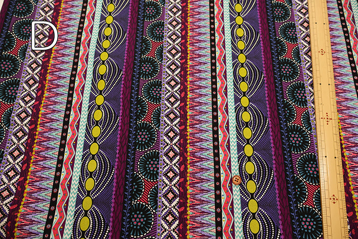 Cotton Muslin printed Fabric  - African Stripes - nomura tailor
