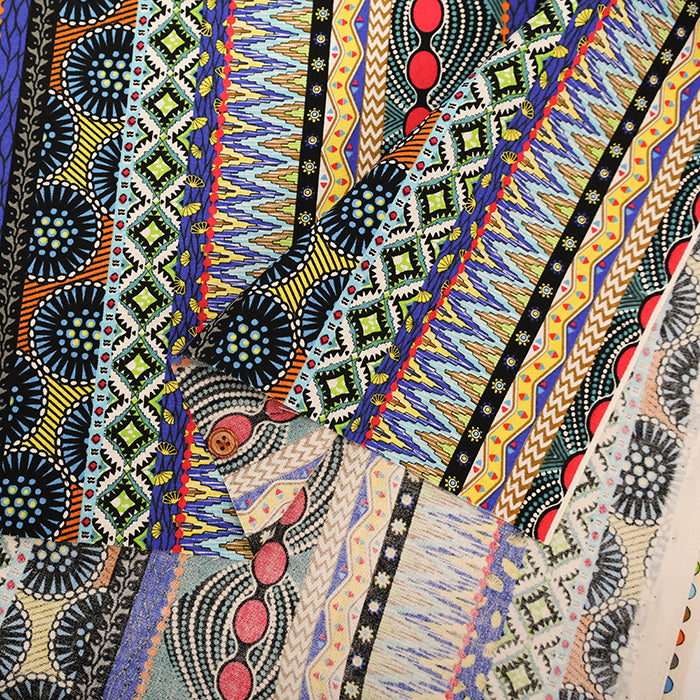 Cotton Muslin printed Fabric  - African Stripes - nomura tailor