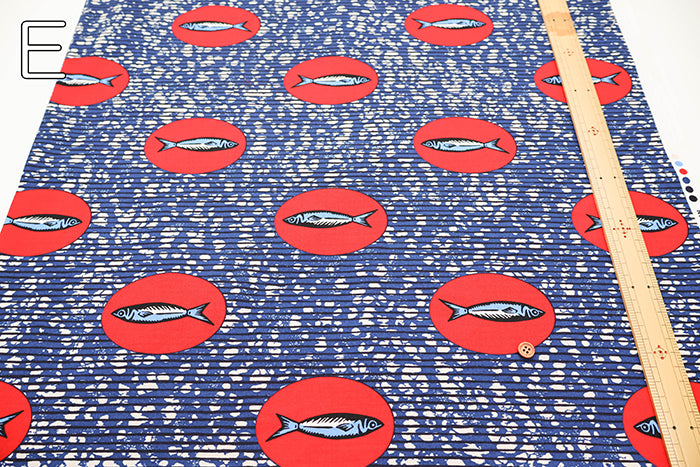Cotton Muslin printed Fabric  - African Fish - nomura tailor