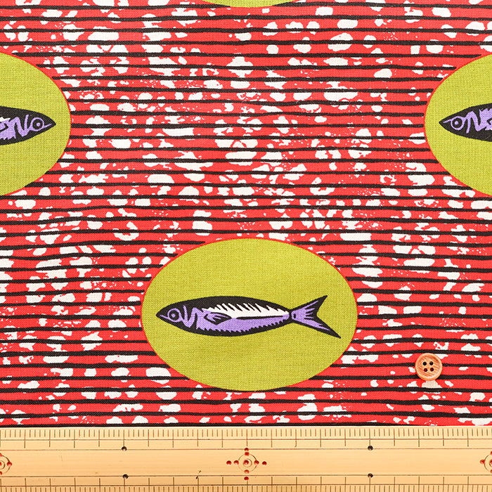 Cotton Muslin printed Fabric  - African Fish - nomura tailor