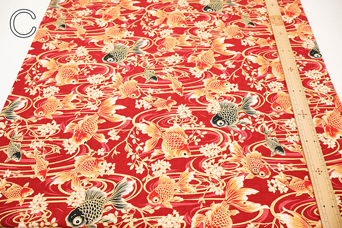 Cotton Dobby Fabric - Goldfish - nomura tailor