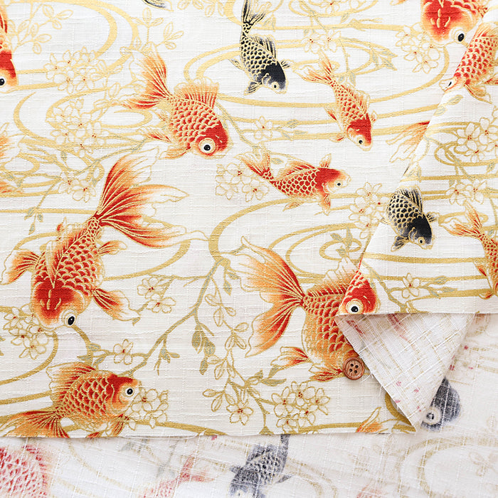 Cotton Dobby Fabric - Goldfish - nomura tailor