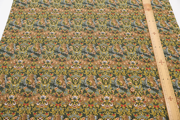 Cotton Muslin Printed Fabric - Flower and Horse - nomura tailor