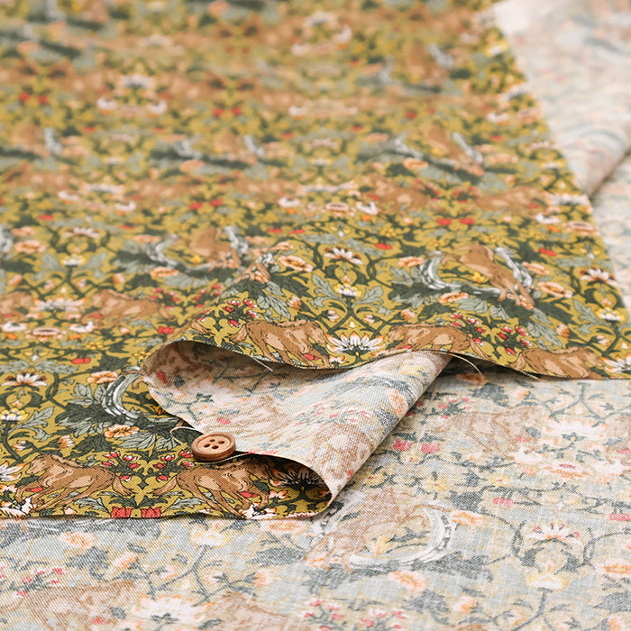 Cotton Muslin Printed Fabric - Flower and Horse - nomura tailor