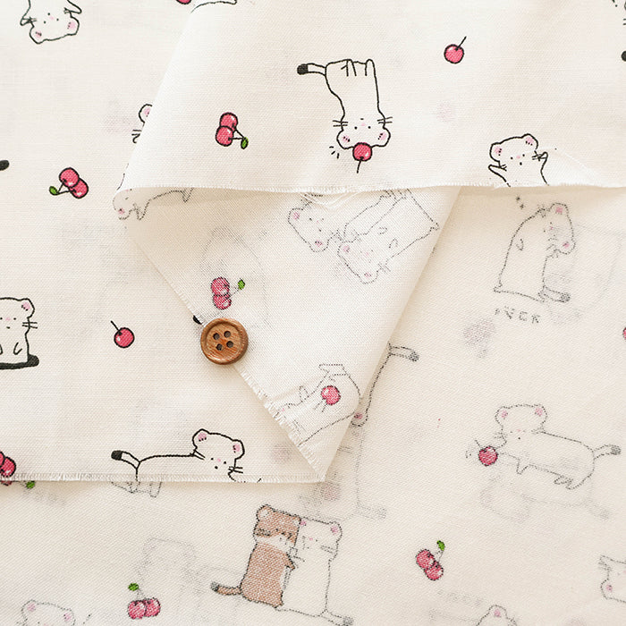 Cotton Muslin Printed Fabric - Ermine - nomura tailor