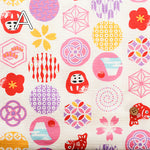 Cotton Shantung Print Fabric - Lucky Emblem - nomura tailor