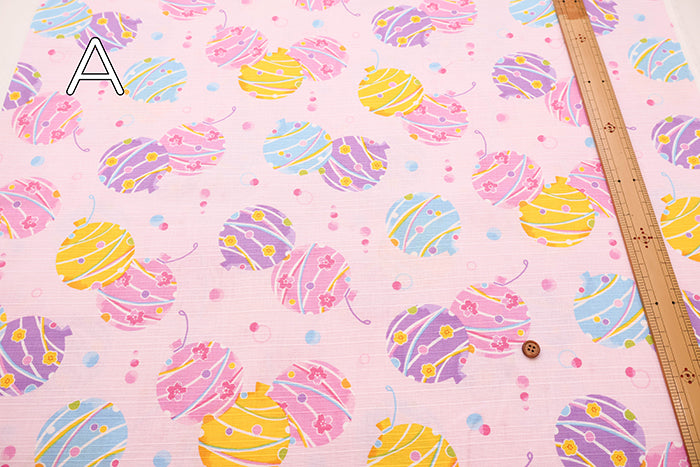 Cotton Shantung Print Fabric - Water Balloons - nomura tailor