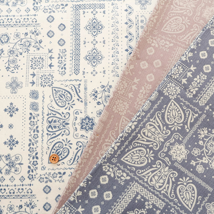 Cotton Corduroy Print Fabric - Paisley - nomura tailor